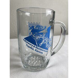 Blind Tiger Brewey Beer Mug Topeka Kansas Clear Blue Logo Souvenir